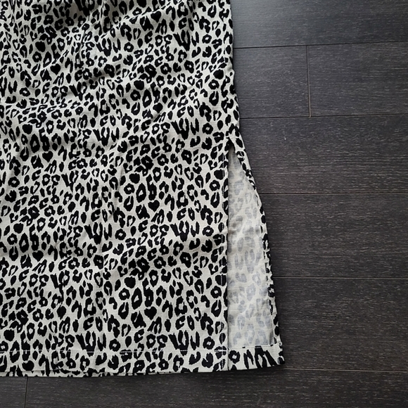 SLY Leopard Black and White Print Zipper Slit Skirt - Picture 5 of 12